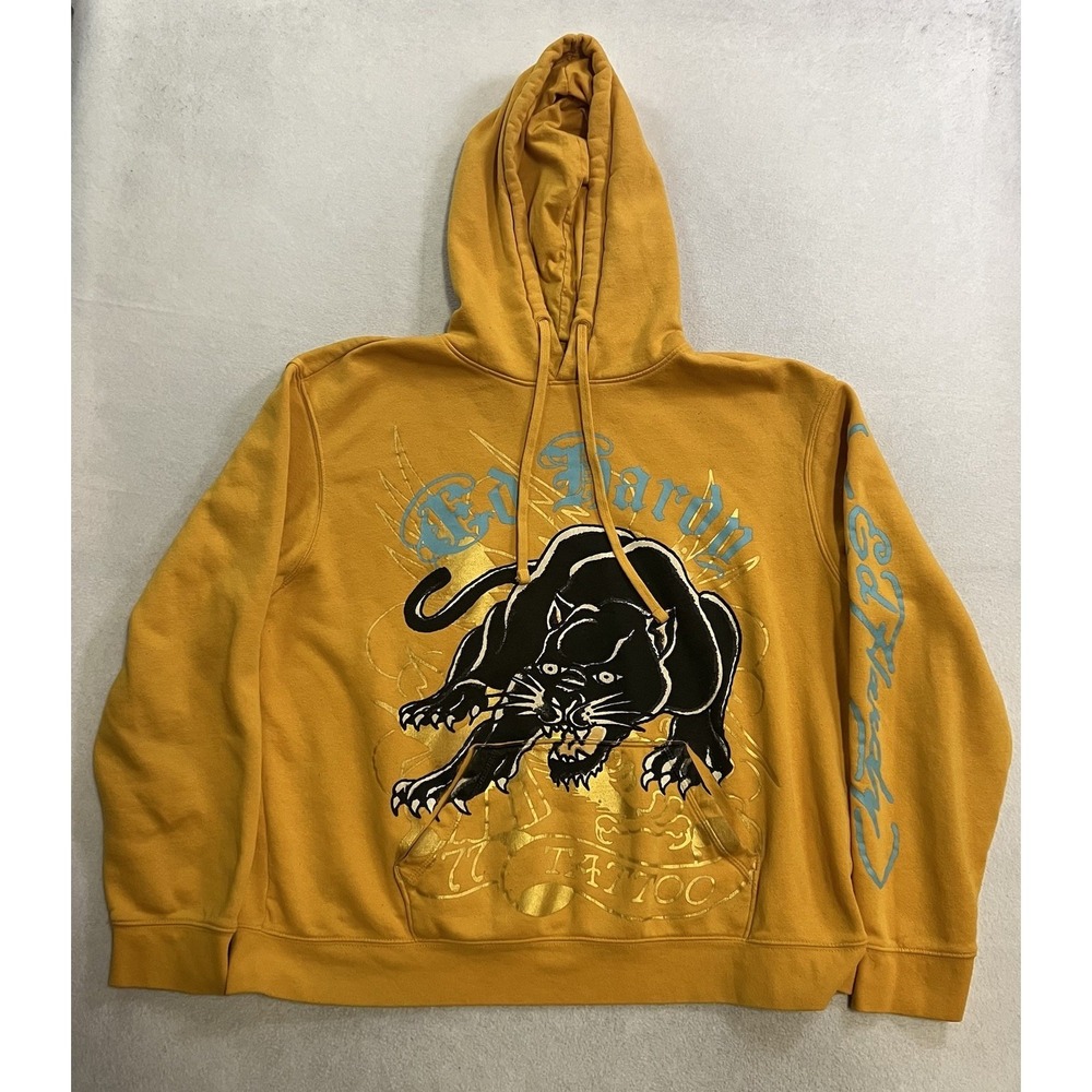 Ed Hardy Hoodie Sweatshirt XL Graphic Panther Tattoo Streetwear Pullover Logo